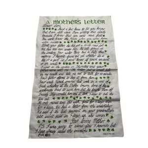 Vintage Fingal Irish Linen Tea Towel A Mothers Letter Irish Humor Ireland